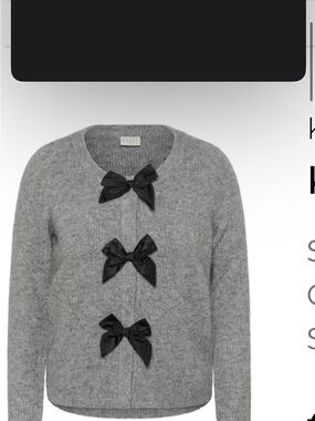 Khaite Gray Bow-Front Wool Blend Sweater